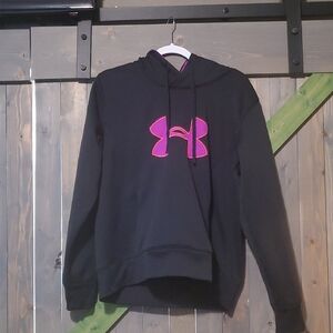 Under Armour Black Hoodie with Vibrant Pink Logo